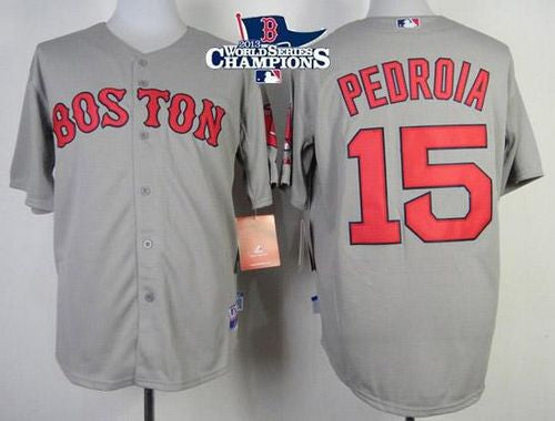 Custom Fan-Made Dustin Pedroia Boston Red Sox #15 Grey 2013 Baseball Jersey