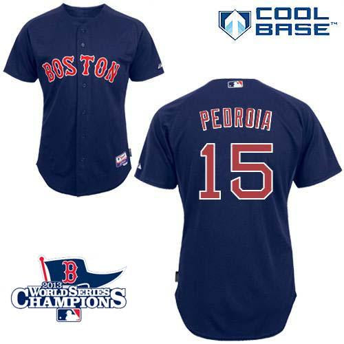 Custom Fan-Made Dustin Pedroia Dark Boston Red Sox #15 Red 2013 Baseball Jersey