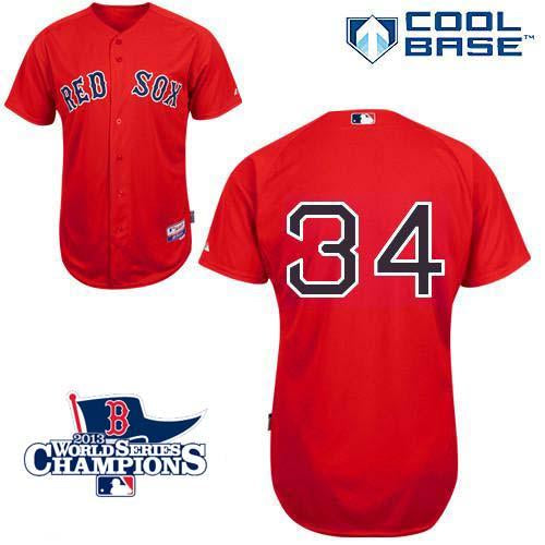 Custom Fan-Made David Ortiz Boston Red Sox #34 Red 2013 Baseball Jersey
