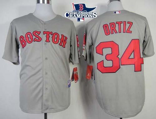 Custom Fan-Made David Ortiz Boston Red Sox #34 Grey 2013 Baseball Jersey