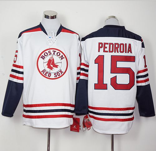 Custom Fan-Made Dustin Pedroia Long Boston Red Sox #15 Red Baseball Jersey