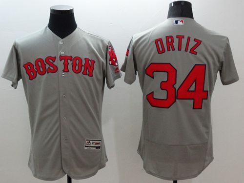 Custom Fan-Made David Ortiz Boston Red Sox #34 Grey Baseball Jersey