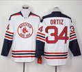 Custom Fan-Made David Ortiz Long Boston Red Sox #34 Red Baseball Jersey