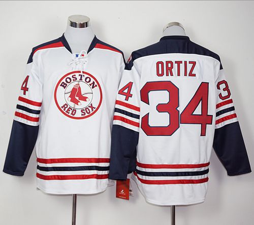 Custom Fan-Made David Ortiz Long Boston Red Sox #34 Red Baseball Jersey