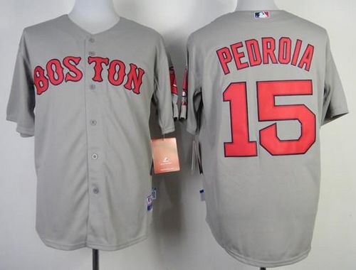 Custom Fan-Made Dustin Pedroia Boston Red Sox #15 Grey Baseball Jersey