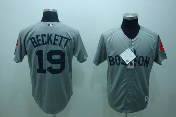 Custom Fan-Made Josh Beckett Boston Red Sox #19 Grey Baseball Jersey