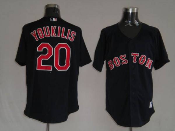 Custom Fan-Made Kevin Youkilis Dark Boston Red Sox #20 Red Baseball Jersey