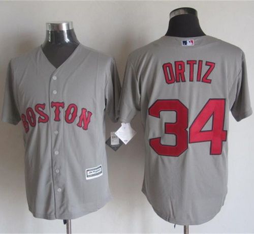 Custom Fan-Made David Ortiz Boston Red Sox #34 Grey Baseball Jersey