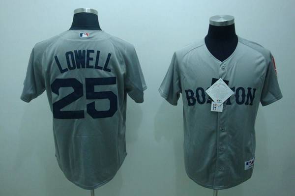 Custom Fan-Made Mike Lowell Boston Red Sox #25 Grey Baseball Jersey