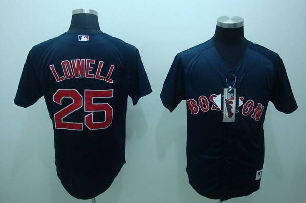 Custom Fan-Made Mike Lowell Dark Boston Red Sox #25 Red Baseball Jersey