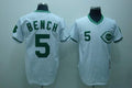 Custom Fan-Made Johnny Bench Green Cincinnati Reds #5 White Throwback Baseball Jersey