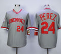Custom Fan-Made Tony Perez Cincinnati Reds #24 Grey Throwback Baseball Jersey