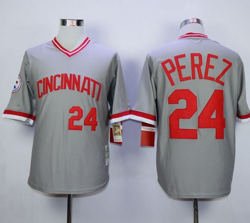 Custom Fan-Made Tony Perez Cincinnati Reds #24 Grey Throwback Baseball Jersey