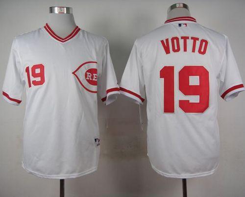 Custom Fan-Made Joey Votto Cincinnati Reds #19 White 1990 Throwback Turn Back Clock Edition Baseball Jersey