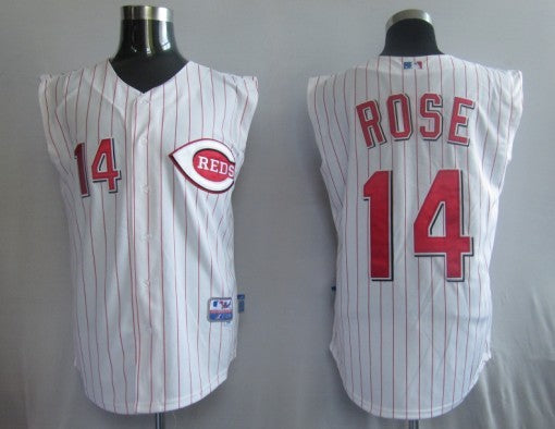 Custom Fan-Made Pete Rose Vest Cincinnati Reds #14 White Baseball Jersey