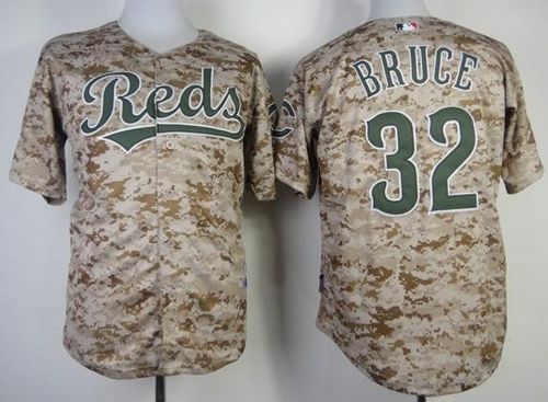 Custom Fan-Made Jay Bruce Camo Cincinnati Reds #32 Baseball Jersey