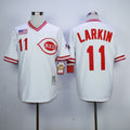 Custom Fan-Made Barry Larkin Cincinnati Reds #11 White 1990 Throwback Baseball Jersey