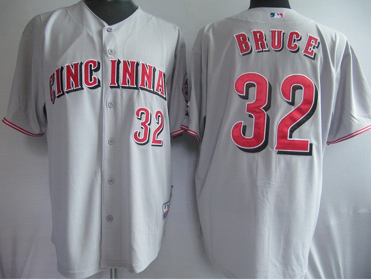 Custom Fan-Made Jay Bruce Cincinnati Reds #32 Grey Baseball Jersey