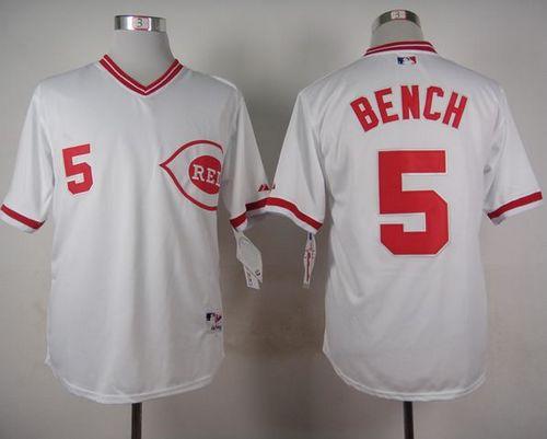 Custom Fan-Made Johnny Bench Cincinnati Reds #5 White 1990 Throwback Turn Back Clock Edition Baseball Jersey