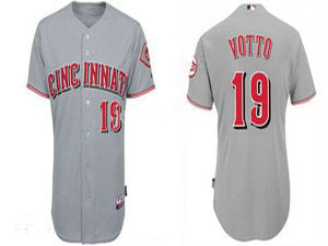 Custom Fan-Made Joey Votto Cincinnati Reds #19 Grey Baseball Jersey