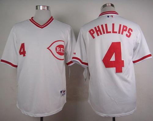 Custom Fan-Made Brandon Phillips Cincinnati Reds #4 White 1990 Throwback Turn Back Clock Edition Baseball Jersey