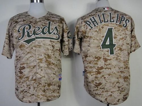 Custom Fan-Made Brandon Phillips Camo Cincinnati Reds #4 Baseball Jersey