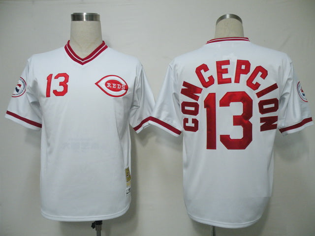 Custom Fan-Made Dave Concepcion Cincinnati Reds #13 White Throwback Baseball Jersey
