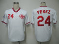 Custom Fan-Made Tony Perez Cincinnati Reds #24 White Throwback Baseball Jersey