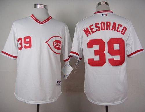 Custom Fan-Made Devin Mesoraco Cincinnati Reds #39 White 1990 Throwback Turn Back Clock Edition Baseball Jersey