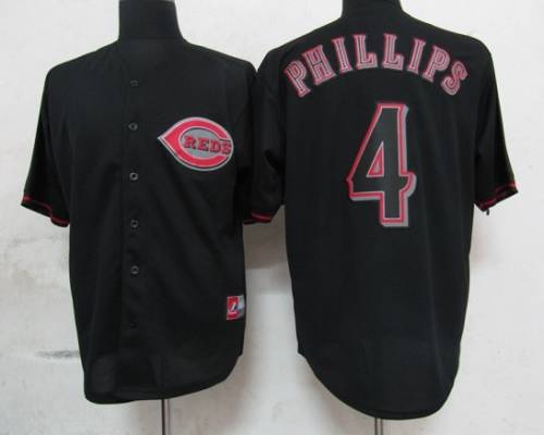 Custom Fan-Made Brandon Phillips Cincinnati Reds #4 Black Baseball Jersey