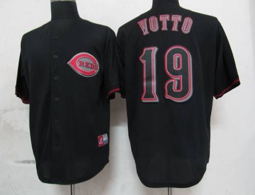 Custom Fan-Made Joey Votto Cincinnati Reds #19 Black Baseball Jersey