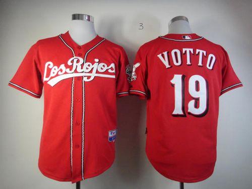 Custom Fan-Made Joey Votto Los Rojos Cincinnati Reds #19 Red Baseball Jersey