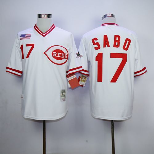 Custom Fan-Made Chris Sabo Cincinnati Reds #17 White 1990 Throwback Baseball Jersey