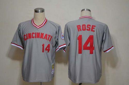 Custom Fan-Made Pete Rose Cincinnati Reds #14 Grey Throwback Baseball Jersey