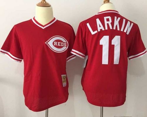Custom Fan-Made Barry Larkin Cincinnati Reds #11 Red Throwback Baseball Jersey