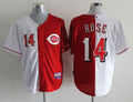 Custom Fan-Made Pete Rose Red/White Split Cincinnati Reds #14 Baseball Jersey