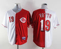 Custom Fan-Made Joey Votto Red/White Split Cincinnati Reds #19 Baseball Jersey