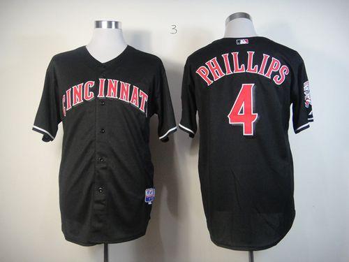 Custom Fan-Made Brandon Phillips Cincinnati Reds #4 Black Baseball Jersey