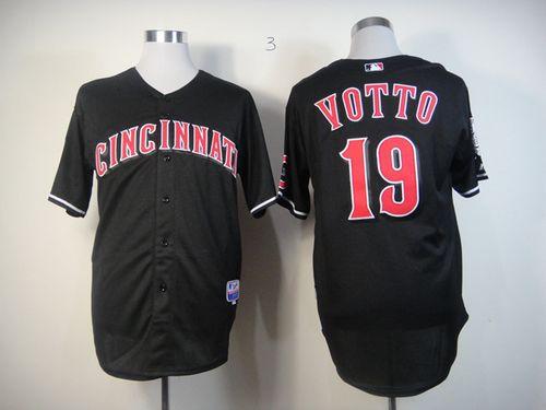 Custom Fan-Made Joey Votto Cincinnati Reds #19 Black Baseball Jersey