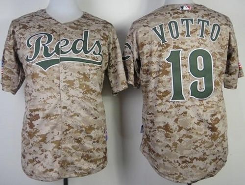 Custom Fan-Made Joey Votto Camo Cincinnati Reds #19 Baseball Jersey