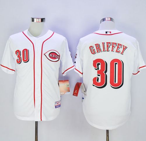 Custom Fan-Made Ken Griffey Cincinnati Reds #30 White Baseball Jersey
