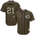 Custom Fan-Made Reggie Sanders Cincinnati Reds #21 Green Service Edition Baseball Jersey