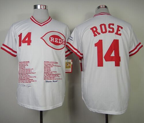 Custom Fan-Made Pete Rose Commemorative Cincinnati Reds #14 White Baseball Jersey