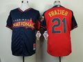 Custom Fan-Made Todd Frazier Navy/Red BP Cincinnati Reds #21 2014 All-Star Edition Baseball Jersey