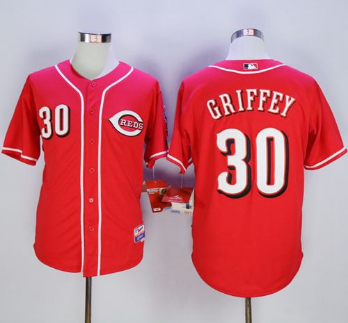 Custom Fan-Made Ken Griffey Cincinnati Reds #30 Red Baseball Jersey