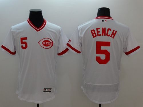 Custom Fan-Made Johnny Bench Cooperstown Cincinnati Reds #5 White Baseball Jersey