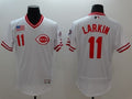 Custom Fan-Made Barry Larkin Cooperstown Cincinnati Reds #11 White Baseball Jersey