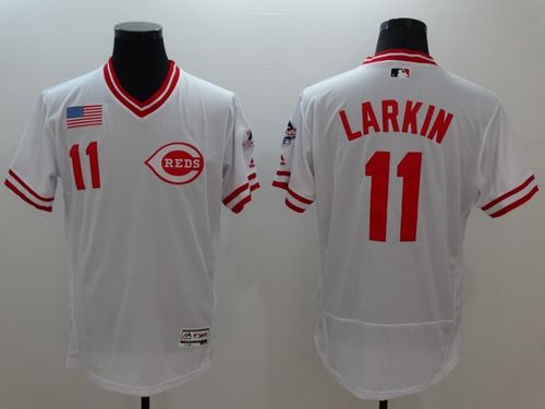 Custom Fan-Made Barry Larkin Cooperstown Cincinnati Reds #11 White Baseball Jersey