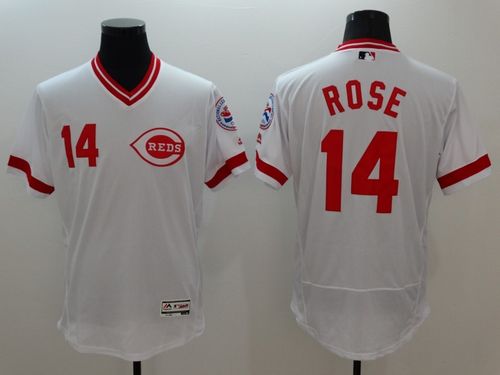 Custom Fan-Made Pete Rose Cooperstown Cincinnati Reds #14 White Baseball Jersey