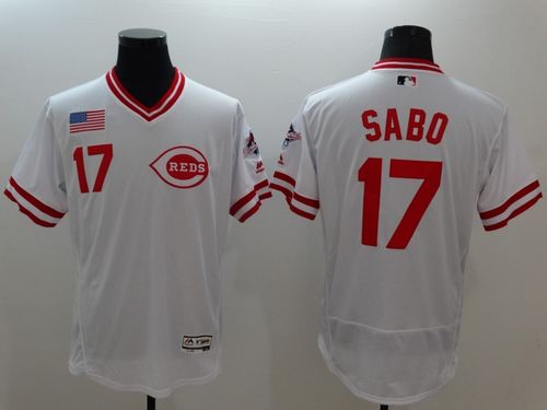 Custom Fan-Made Chris Sabo Cooperstown Cincinnati Reds #17 White Baseball Jersey
